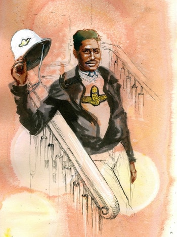 a black man in a leather jacket and a hat