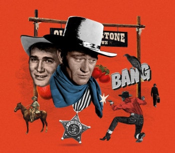 collage with portrait of john wayne