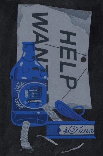 A “Help Wanted” poster is shown in the trash alongside a jug of something, an empty tuna can, and two smooshed cigarette butts.