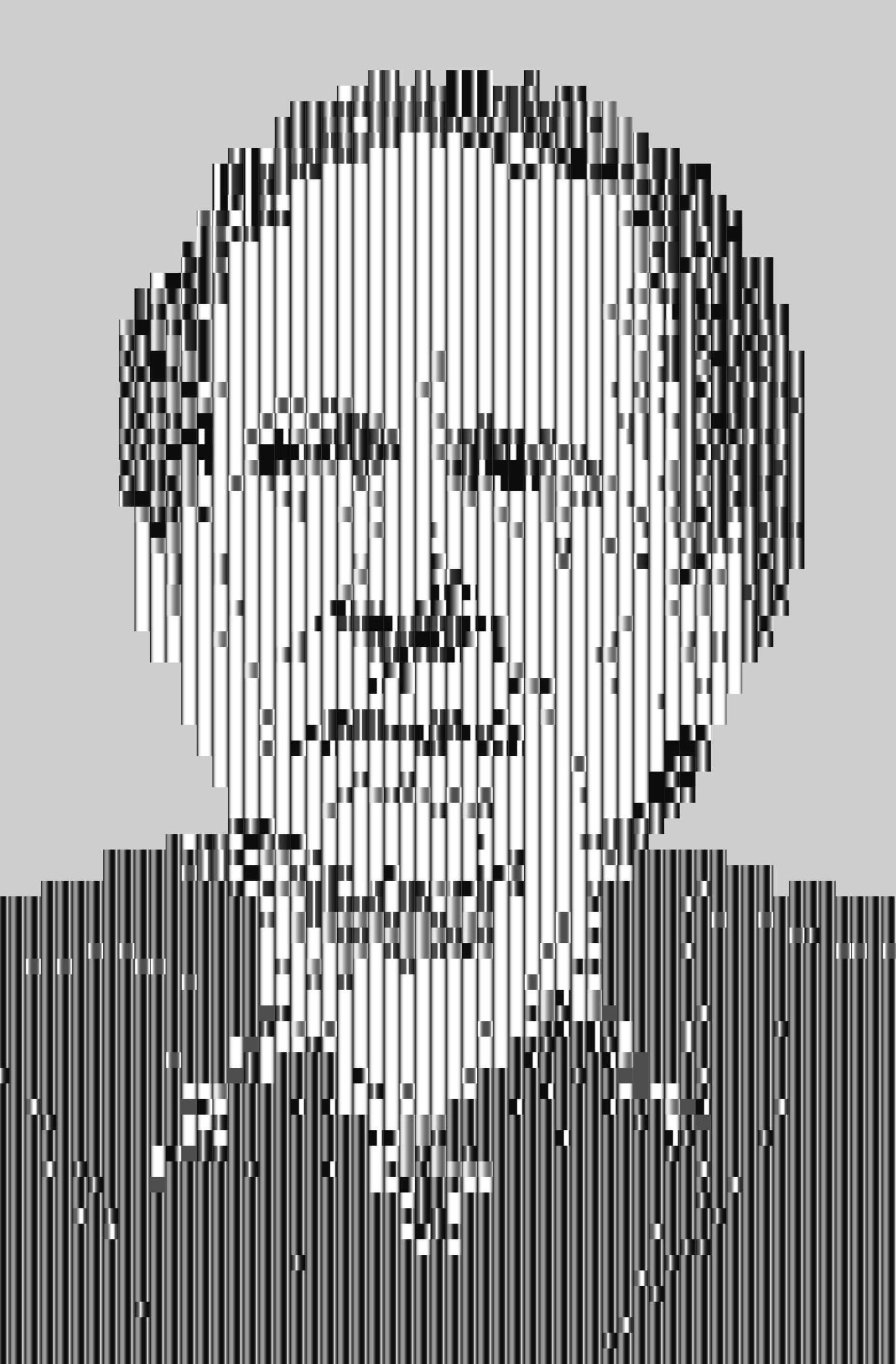 A rasterized portrait of Don DeLillo.