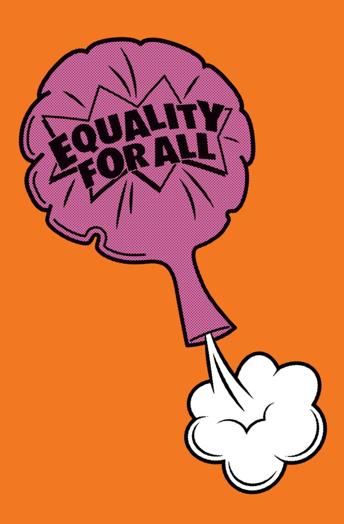 A whoopie cushion with the words “Equality for all” on it deflates.